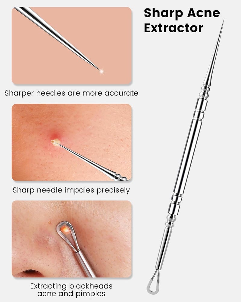 Boxoyx Pimple Popper Tool Kit - 6 Pcs Pore Prep Blackhead Remover Comedone Extractor Kit with Box for Quick and Easy Removal of Pimples, Blackheads, Zit Removing, Forehead,Facial and Nose (Silver) - Image 3